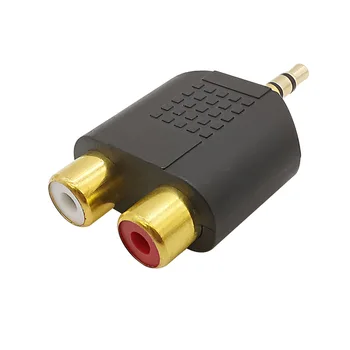 1 Adet Altın Kaplama Stereo 3.5 mm Erkek Tak Çift RCA Dişi Jack Ses Adaptörü Splitter Kablo Konektörü Dönüştürücü
