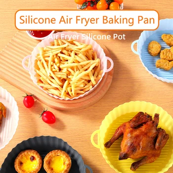 1 ADET Silikon Hava Fritöz Pot Hava Fritözleri Fırın Pişirme Tepsisi Kızarmış Pizza Tavuk Sepeti Mat Kare Yuvarlak ızgara tavası Aksesuarları 0