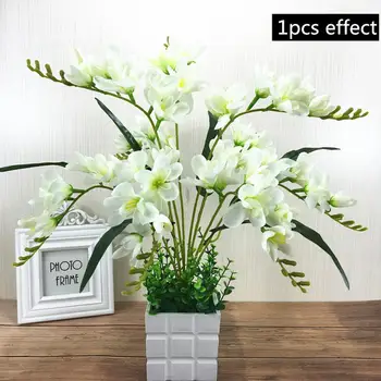 1 ADET Yapay çiçekler Phalaenopsis Buket 9 Dalları Kafa Sahte Çiçekler Ev Düğün Dekorasyon İçin Kapalı