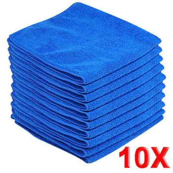 10 adet Mikrofiber Yıkama Temiz Havlu Temizlik Bezleri Mavi Araba Mobilya Temizleme Silgi Yumuşak Bezler 30x30cm 0