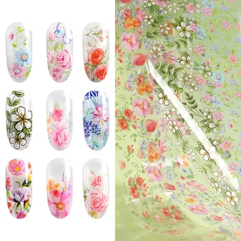 10 renk Tırnak Yaprak Çıkartmalar Vernik Mix Gül Çiçek Transferi Folyo Çivi Çıkartması İmleçler Nail Art Folyo Manikür Sticker