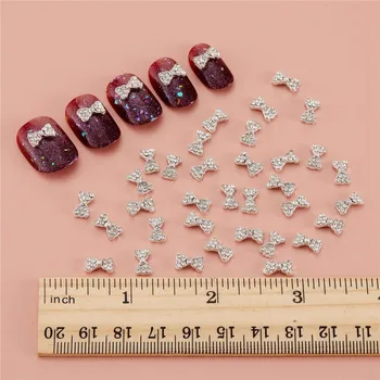1000 Adet Metal Alaşım Rhinestone 3D Yaylar Tırnak Takılar Kristal Taşlar Şerit Yay tırnak mücevheri AB Rhinestone Charm Nail Art Dekorasyon
