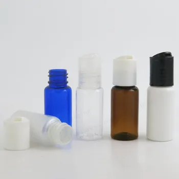 100x15ml Seyahat Mavi Amber Beyaz Şeffaf PET Plastik krem şişesi Disk Kapaklı 1/2OZ Plastik Krem Kapları Ambalaj