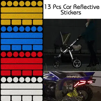 13 Adet / grup Araç Emniyet Uyarı Bandı Yansıtıcı Şeritler 4 Renkler Tampon Bisiklet Çıkartması Sticker Araba Sticker Araba-styling