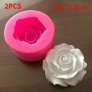 2 ADET 3D Çiçek Gül Silikon Fondan Kek Kalıp Sabun Jöle Köpük Çikolata Dekorasyon Pişirme Aracı Kalıpları Yeniden Kullanılabilir malzeme