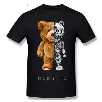 2021 Yeni Komik Oyuncak Ayı, Robot Ayı T shirt Robotik Ayı Tişörtleri günlük kıyafetler Erkekler moda giyim pamuklu tişört Tee Üst 0