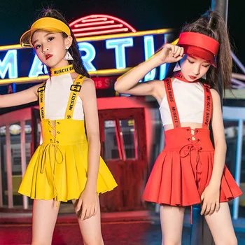 2021 YENİ Çocuk Hip-Hop Amigo Kostümleri Kızlar Caz Dans Performansı Giyim Çocuklar Kısa Kollu Sokak Dans Giyim
