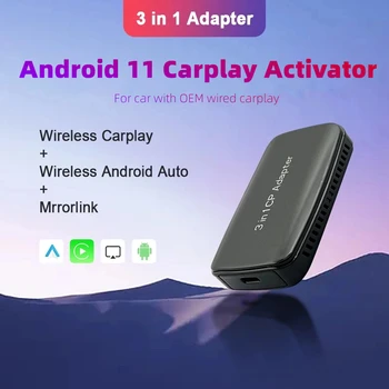 2022 Apple CarPlay Aktivatör Android 11 Dongle Kablosuz Android Otomatik Adaptör 3 in 1 Araba Multimedya AI Kutusu Tak ve Çalıştır Ayna bağlantı