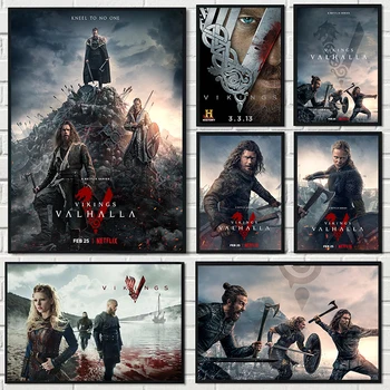 2022 Yeni Drama Vikings: Valhalla Klasik Ragnar Lothbrok Vikings Portre Posteri Tuval Boyama Baskılar Duvar Resimleri Ev Dekorasyonu