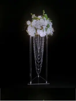 4/5/10 Takım 60cm boyunda akrilik düğün masa centerpiece Akrilik Çiçek Standı Romantik Yol kurşun Dekorasyon Şeffaf Kek Tepsisi