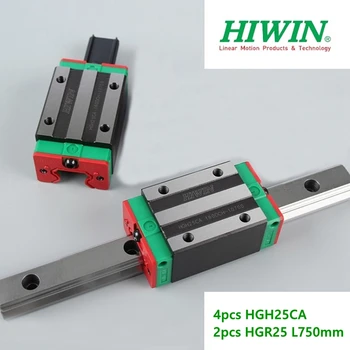 4 adet Orijinal HIWIN HGH25CA doğrusal taşıma slayt blok + 2 adet HGR25 L750mm Lineer ray