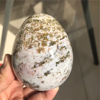 480g Doğal El Oyma Okyanus Jasper Kristal Cilalı Yumurta Dekorasyon İçin