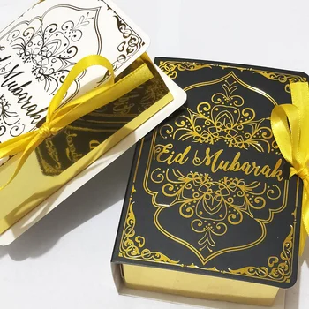 6 Adet Kitap Şekli Eid Mubarak Çikolata Şeker Kutuları Ramazan Dekor Hediye ambalaj kutusu İslam Müslüman Yardım Mubarak 2023 Parti Kaynağı