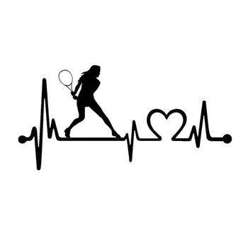 Araba Sticker Moda Bayan Tenis Raketi Kalp Atışı Yaşam Hattı Araba Sticker Su Geçirmez Kapak Scratch Siyah/Beyaz, 17cm * 8cm