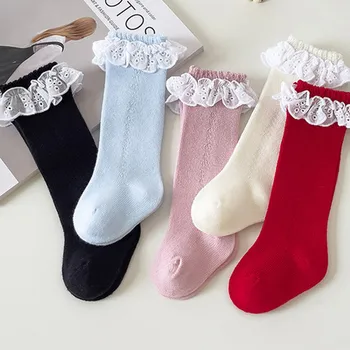 Bebek Kız Orta Buzağı Çorap Lolita fırfır etekli Dekorasyon Nefes Yumuşak Çorap Sonbahar Kış için