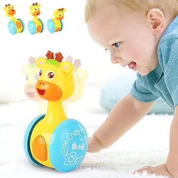 Bebek Çıngıraklar Cep Zürafa Tumbler Yürümeye Başlayan çocuk oyuncakları Çocuklar Çocuklar için Kolu Eğitici Müzikal Bebek Yatak Bells Arabası Karikatür