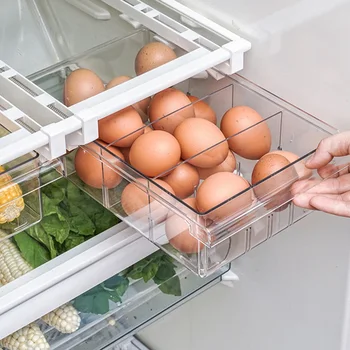 Buzdolabı PET Şeffaf çekmece bölmesi Sebzelik saklama kutusu Mutfak Meyve Gıda Yumurta Temizle Buzdolabı Organizatör 4 İzgaralar
