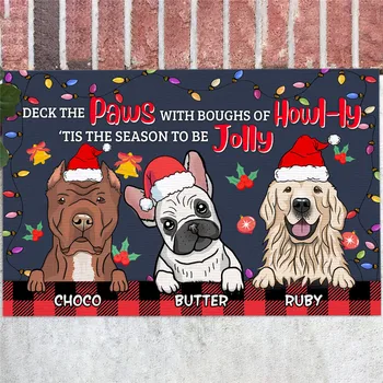 CLOOCL Festivali Halı 3D Grafik Güverte Paws Paspas Noel Paspas Köpek Severler için Komik paspas Mutfak Halısı
