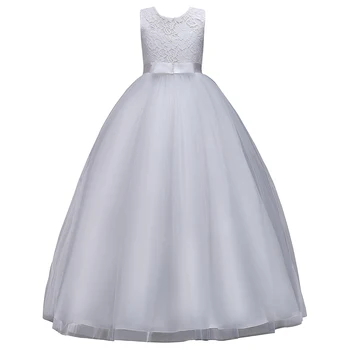 Dantel Çiçek Kız Elbise 2020 Yumuşak Tül Kat Uzunluk Balo Prenses Çocuk Kokteyl Düğün Parti Elbiseler Pageant elbise 0
