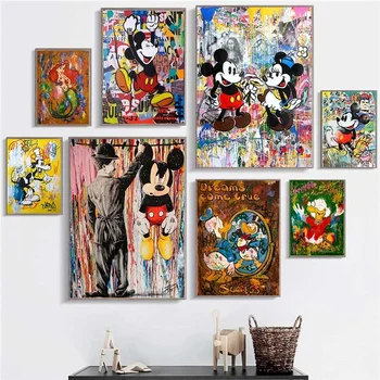 Disney Graffiti Sokak Sanatı Mickey Mouse 5d Dıy Elmas Nakış Kiti Mozaik Graffiti Yaratıcı Desen Ev Dekor Karikatür Hediyeler