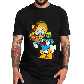 Disney Karikatür Donald Ördek T Shirt Yaz Ekip Boyun erkek Üst Anime Sevimli Sokak T Shirt Disney Film Rahat T Shirt