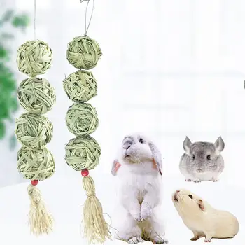 Doğal Saman Topu Asılı Dize Tavşan Azı Dişleri Oyun Sıkıntı Rahatlatmak Hamster Aksesuarları Komşum Totoro Evcil Hayvan Ürünleri