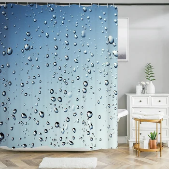 Duş Perdesi İskandinav Basit tarzı Yağmur Damlaları 3D Baskı Duş Perdesi Polyester Su Geçirmez Ev Dekorasyon Perde 180x180cm 0