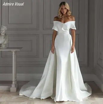 Düğün elbisesi Mermaid Saten Zarif Sevgiliye Boyun Çizgisi Kapalı Omuz Uzun Evlenmek Artı Boyutları Gelin Kıyafeti Vestidos De Novia