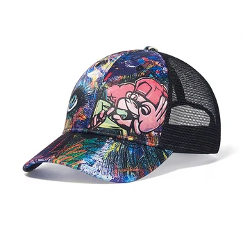 Erkek Kadın Örgü beyzbol şapkası Graffiti Yaz Nefes güneş şapkaları Moda Baskı Ayarlanabilir Hip Hop Baba Şapka Gorras MZ0205