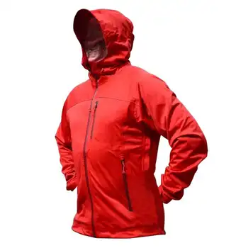 Erkek Kırmızı Yağmur ceket Su Geçirmez Kapşonlu Hızlı Kuru Rüzgarlık Nefes Hafif Softshell Açık Seyahat Yürüyüş Bisiklet için