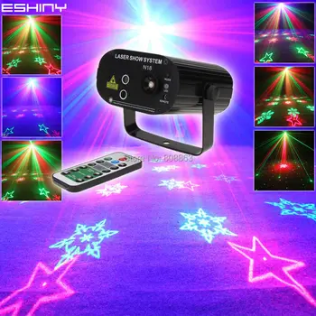 ESHINY Mavi LED Mini Uzaktan R & G Lazer 6 kar Tanesi Desen projektör Bar DJ Dans Disko Ev partisi Etkisi aydınlatma ışığı N65T136