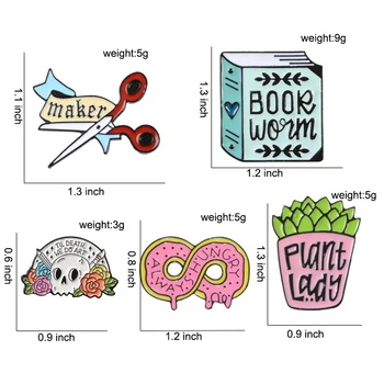 Filmore Yaratıcılık Pin Broş Bitki bayan Pin Kitap solucan Emaye pin Makinesi Yaka pin Sanatçı Broş Gıda Sevgilisi Rozetleri Bitki Broş