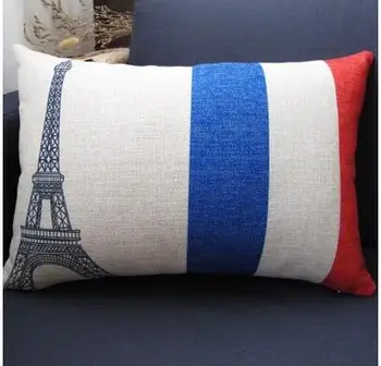 Fransa Kulesi baskılı minder örtüsü kanepe bel yastığı kılıfı dekoratif kırlent kapak lomber yastık 0