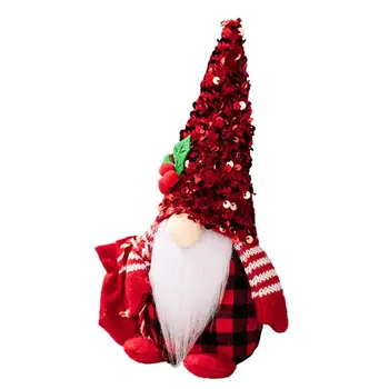 Gnome Peluş Bebek Sevimli Ve Narin Noel Meçhul Dekorasyon Figürler Kırmızı Veya Siyah Sequins Şapka 0