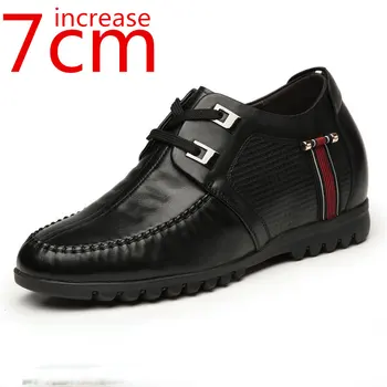 Görünmez Ayakkabı Erkekler Hakiki Deri Yüksekliği Artan 7cm günlük ayakkabı Rahat deri ayakkabı İş spor Artan erkek ayakkabıları