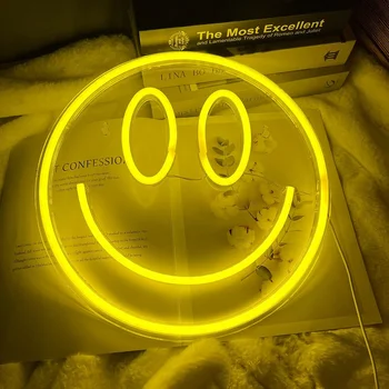 Gülümseme Face Yüz Neon Burcu Özel led ışık Parti Bar Kulübü Dükkanı Ev oda duvar dekorasyonu Ins Hediye Usb Arayüzü Lambası