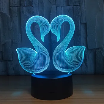 Güzel Kuğu Gece Lambası 3D Illusio Lamba bebek led Akrilik uzaktan kumandalı anahtar USB yatak odası oturma odası ışık masa lambası
