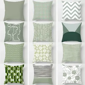 Iskandinav minimalist tarzı, geometrik desen baskı, yeşil küçük ve taze, ev minder örtüsü, kanepe, araba, yastık kılıfı