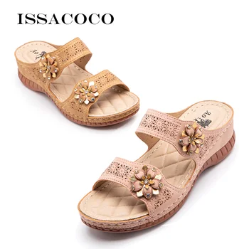ISSACOCO 2021 Moda Kadın Terlik Ev platform sandaletler Kadın Terlik Ayakkabı Kadın Terlik Evde Terlik Kadın