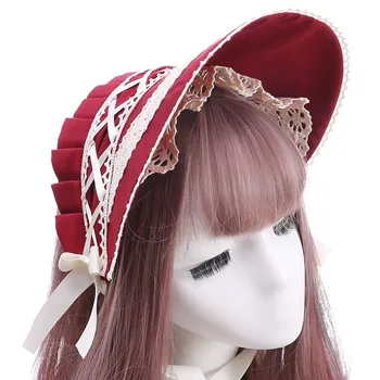 Japon Lolita İlmek Dantel Kap Retro Headdress saç bandı Tavşan Kafa Bandı Sevimli Tavşan Kulaklar Saç Klipleri kostümlü oyun saç aksesuarları 0
