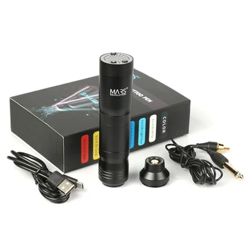 Kablosuz Lityum Pil Dövme Makinesi Kalem Kiti Siyah Renk Doğrudan Tahrik Motoru Taşınabilir 1800mAh Pil Hızlı Şarj USB Tip-C