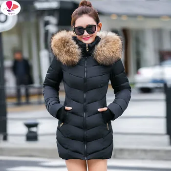 Kadın Aşağı Ceket Rahat Pamuk Kış Ceket Uzun Parkas Çıkarılabilir Kürk Yaka, Çıkarılabilir Şapka ve Eldiven Sıcak Kadın Ceket