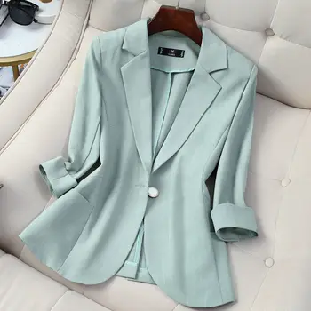 Kadınlar 2021 İlkbahar Sonbahar Moda Yeni Ceket Kadın Çentikli Yaka Üç Çeyrek Kollu Takım Elbise Ceketleri Bayan Gevşek Ofis Ceket Z188