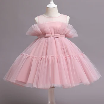 Kızlar Düğün Prenses Elbise Bebek Çocuk Zarif Parti Tutu Kabarık Balo elbisesi Çocuk Nedime Akşam Tül doğum günü elbiseleri