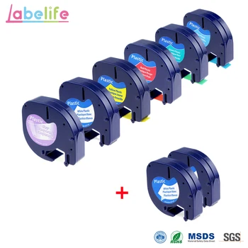 Labelife 8 Paket Combo LetraTag Plastik 12267 91201 91202 91203 Uyumlu DYMO etiket bant DYMO Etiket Makineleri için LetraTag LT-100H