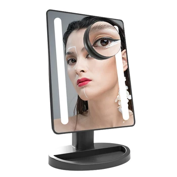 LED Ayna Dokunmatik Ekran 16 ışık şeridi makyaj aynası Büyüteç Makyaj Masası Masaüstü standı ayna ışık Ayarlanabilir