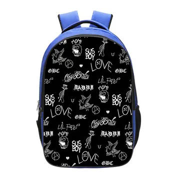 Lil Peep okul çantası Gençler Sırt Çantası Hip Hop Şarkıcısı Baskı Cosplay Sırt Çantası Karikatür Erkek kız çocuk çantası Moda Mavi Bookbag Mochila