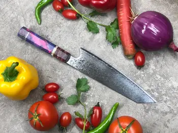 Mutfak bıçakları Japon Şam çelik keskin şef bıçağı Reçine stabilize burl ahşap saplı VG10 mutfak bıçakları 0