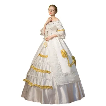 Nihai Rokoko Marie Antoinette Elbise Sömürge Gürcü 18th yüzyıl Tam Artı Boyutu Rönesans Elbise 0