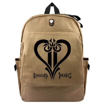 Oyun Kingdom Hearts Sora Öğrenci okul çantası Rahat keten sırt çantası Moda Fermuar Sırt Çantası Seyahat Çantası omuzdan askili çanta Haki Sırt Çantası